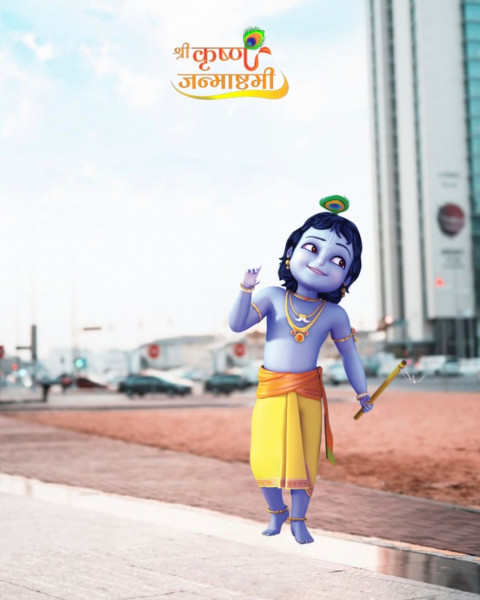 Cover Photo of Krishna Janmashtami Picsart Background