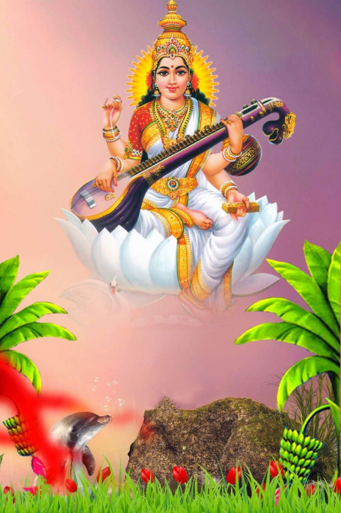 PicsArt Happy Saraswati Puja Editing CB Background Full HD Download Free