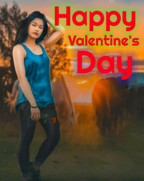 PicsArt Happy Valentine Day CB Background With Girl For Photoshop