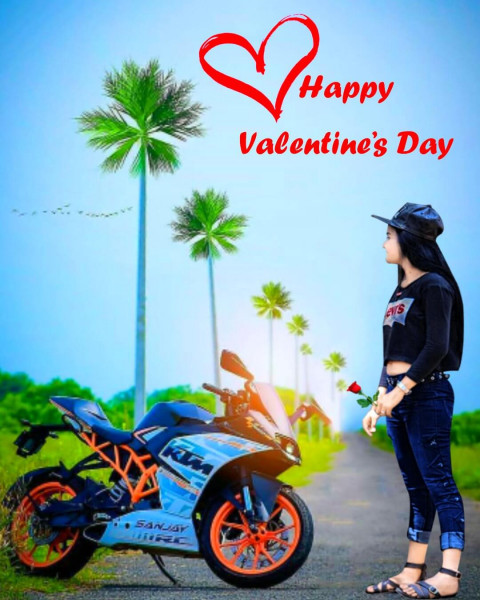 PicsArt Happy Valentine Day CB Background With Girl For Photoshop