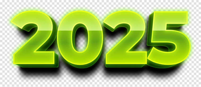 Picsart HD 2025 Green Glowing PNG For New Year