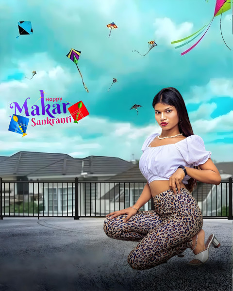 Picsart Makar Sankranti CB Background With Girl Images Full HD