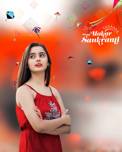 Picsart Makar Sankranti CB Background With Girl Images Full HD
