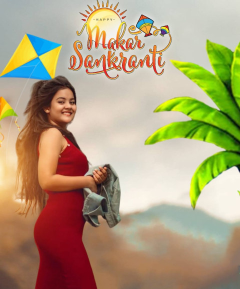 Picsart Makar Sankranti CB Background With Girl Images Full HD