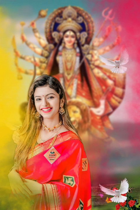 PicsArt Navratri Durga Pooja Editing Background Girl HD