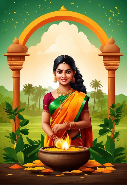 Pongal Background HD With Girl Images For CB Editing