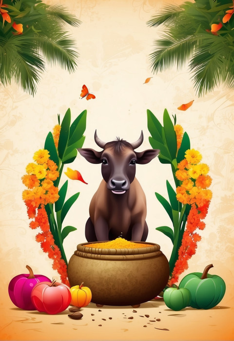 Pongal Ka Background With Cow Images HD Editing Photo