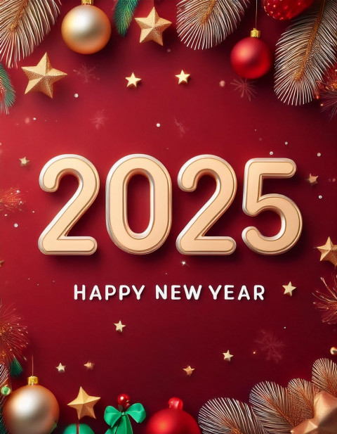 Red And Gold 2025 Happy New Year Wishes Card Pictures For Editing Cb