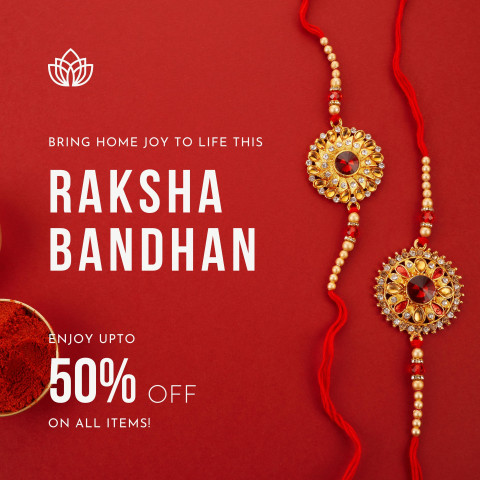 Red and White rakhi Image Raksha Bandhan Pictures Sales Social Media Post
