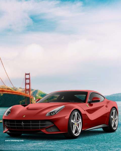 Red Car CB PicsArt Full HD Background Download
