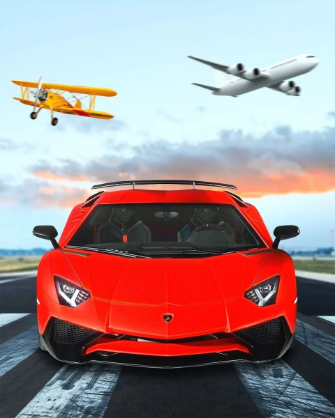 Red Car CB Picsart Photo Editing Background HD