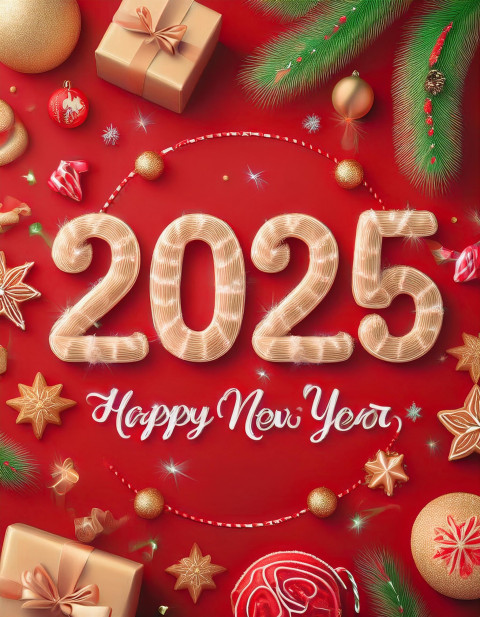 Red Cb Edit Background 2025 Happy New Year Celebration Card Photo