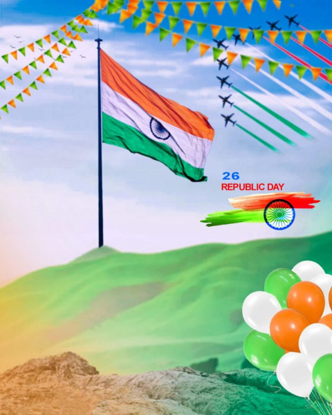 Republic Day Background CB Editing With Indian Flag Ballon Wallpaper