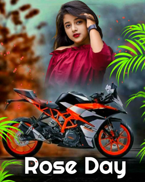 Rose Day Background With Girl For Valentine Day Photo Editing bike