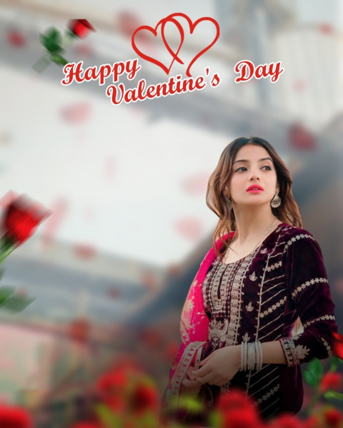 Rose Day Valentine Day CB Background With Girl