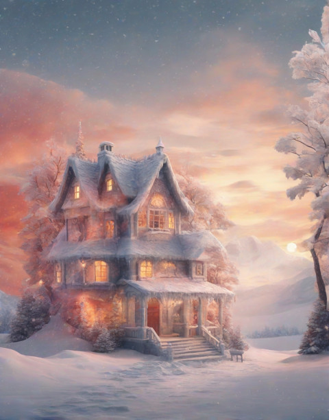 Santa Claus Home Image Christmas Snowfall Background