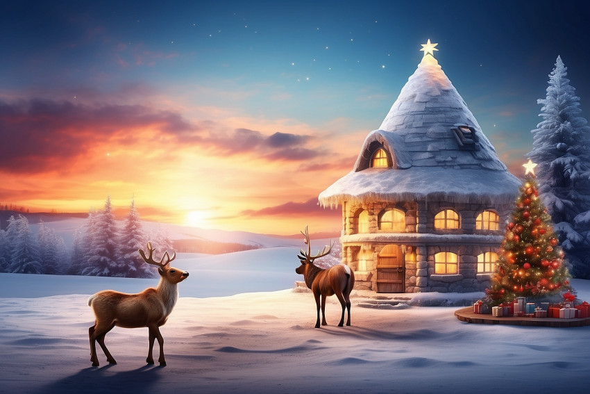 Santa Claus House For Christmas Editing Wallpaper For Desktop