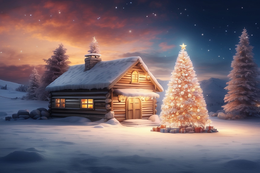 Santa Claus House Merry Christmas CB Blur Sunset Wallpaper For Desktop