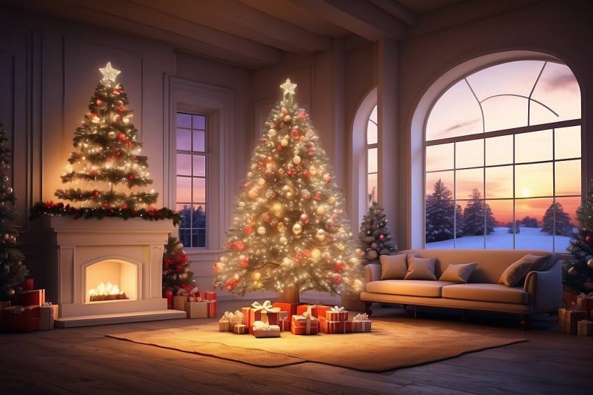 Santa Claus House Merry Christmas CB Blur Sunset Wallpapers For Desktop