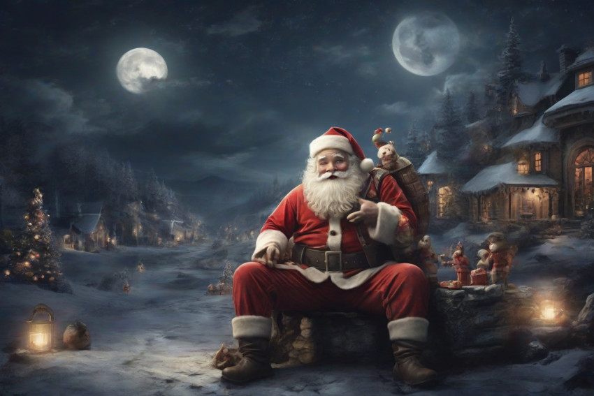 Santa Claus Wallpapers Outdoor In Night Christmas Background