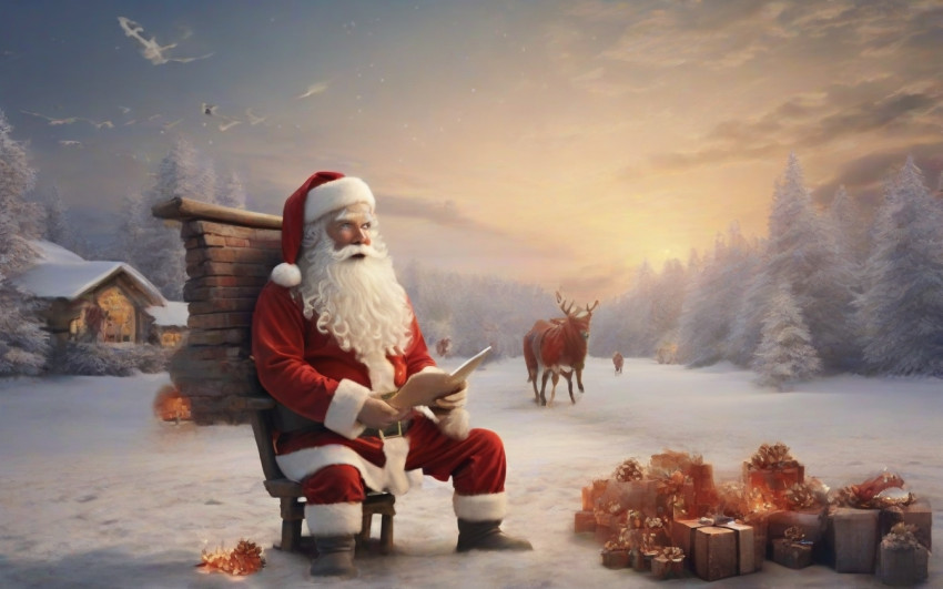 Santa Claus Wallpapers Outdoor In Night Christmas Background
