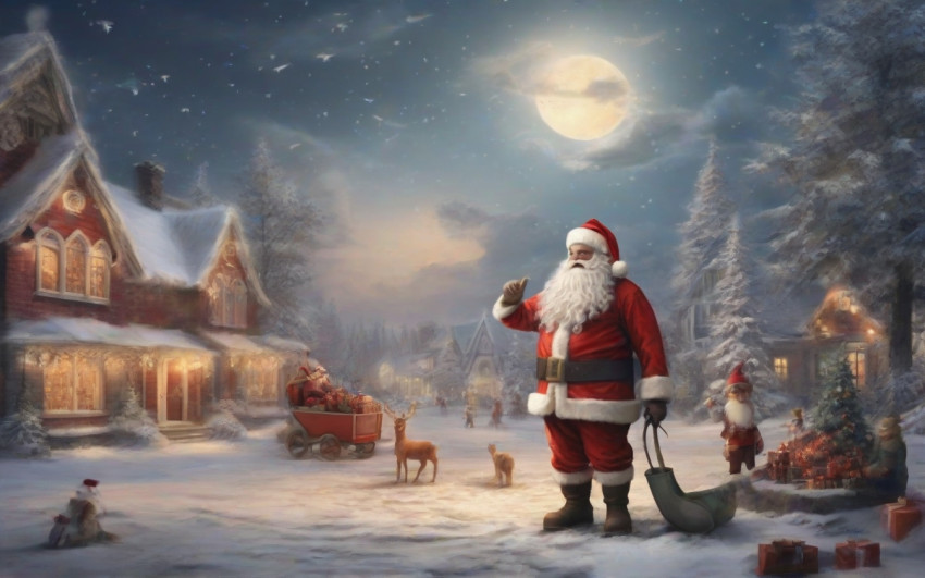 Santa Claus Wallpapers Outdoor In Night Christmas Backgrounds