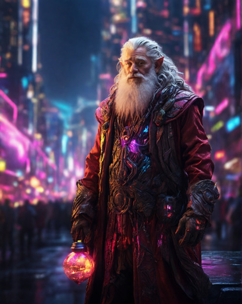 Santa Claus Wearing a sleek Cyberpunk Wallpaper Download Pic