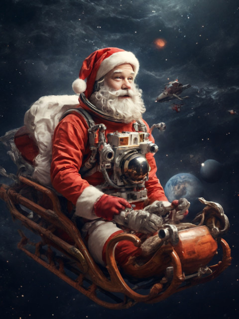 Santas Sleigh Going to Outer Space Wallpaper Download Full HD