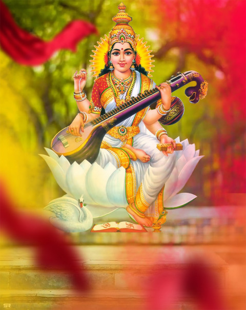 Saraswati Puja CB Background HD For Picsart & Photoshop Editing