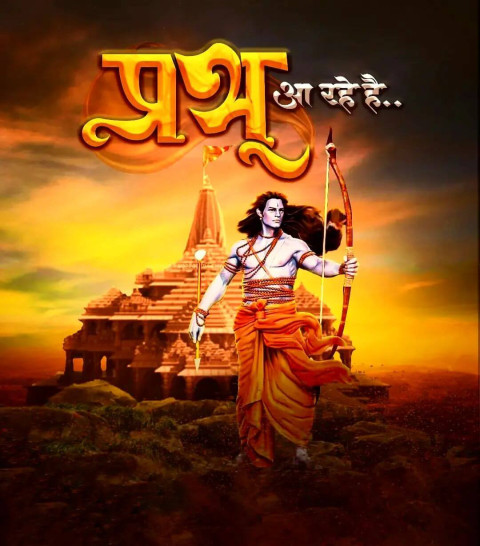 Shree Ram Mandir Pran Pratishtha Temple Editing Banner Background  Img
