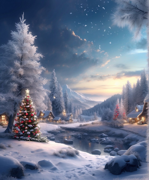 Snowfall Christmas Tree Winter Wallpapers HD Free Edit Background