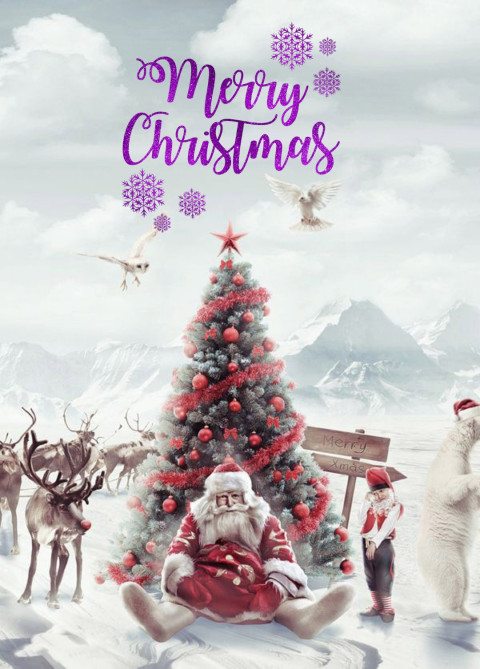 Snowfall With Christmas Tree Editing HD Background