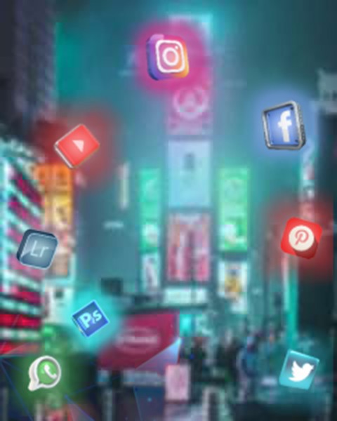 Social media Icons Neon Light Background