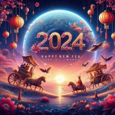Social Media Status Photo 2024 Happy New Year Background Full HD