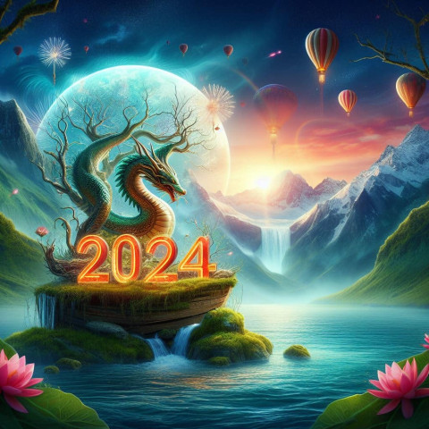 Social Media Status Photo 2024 Happy New Year Background Full HD Img