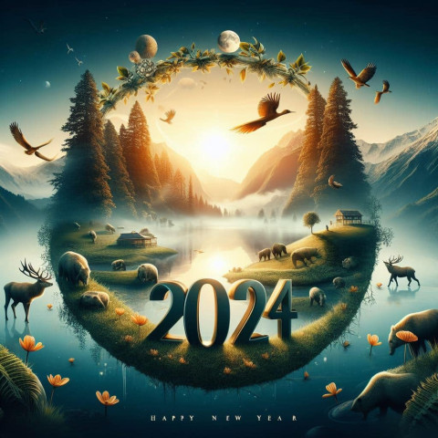 Social Media Status Photo 2024 Happy New Year Background Full HD Pic