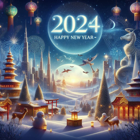 Social Media Status Photo 2024 Happy New Year Background Full HD