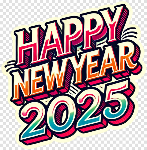 Stylish Happy New Year 2025 Text Png With Festive Colors