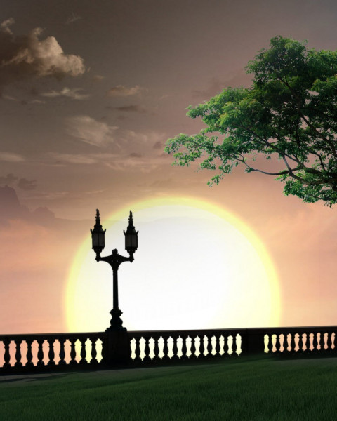 Sunset In Park Picsart BAckground For Photo Editing