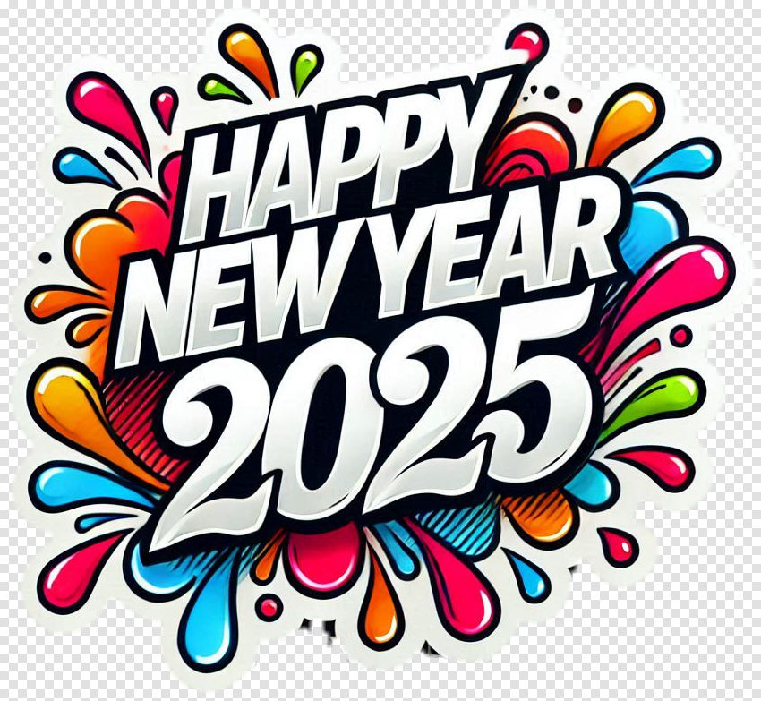 Transparent Happy New Year Text Png 2025 For CB Editing