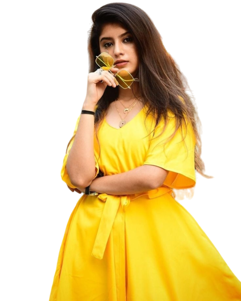 Transparent Indian Cute Girl PNg HD in Yellow Dress Vector Images