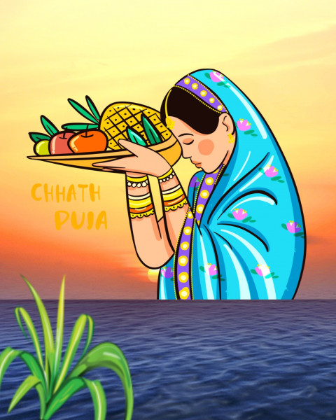 Underwater Chath Puja Photo Editing Backgrounds