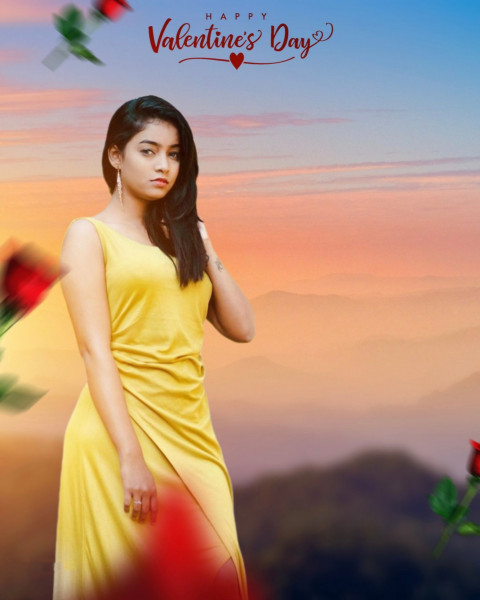 Valentine Day Picsart Background For Photo Editing With Girl Yellow Dress