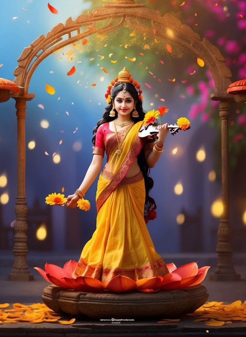 Cover Photo of Saraswati Puja Background For Editing
