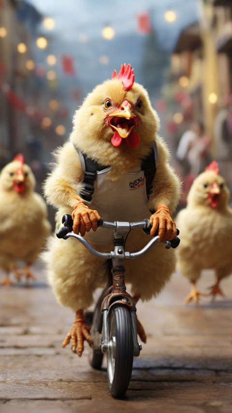 With a burst of energy the chicken Wallpaper Mobile Screen