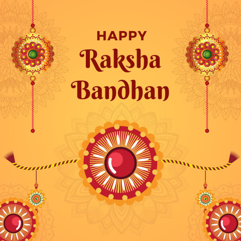 Yellow and Orange Festive Happy Raksha Bandhan Instagram Post Images