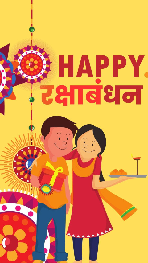 Yellow and Red Raksha Bandhan Greetings Whatsapp Status Images