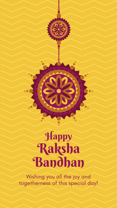 Yellow & Pink Colorful Minimal Illustrated Raksha Bandhan WhatsApp Status